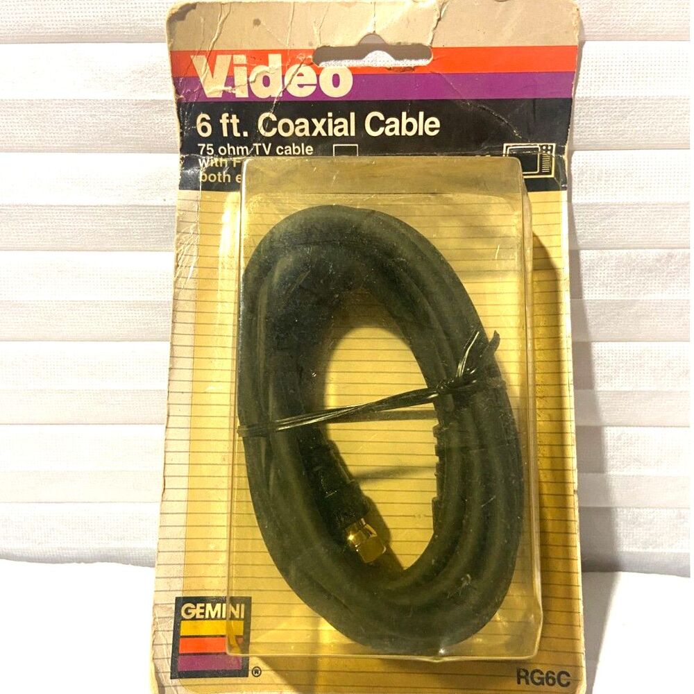Gemini 6 Foot Coaxial Cable Video VCR TV F Connector Both Ends RG6C